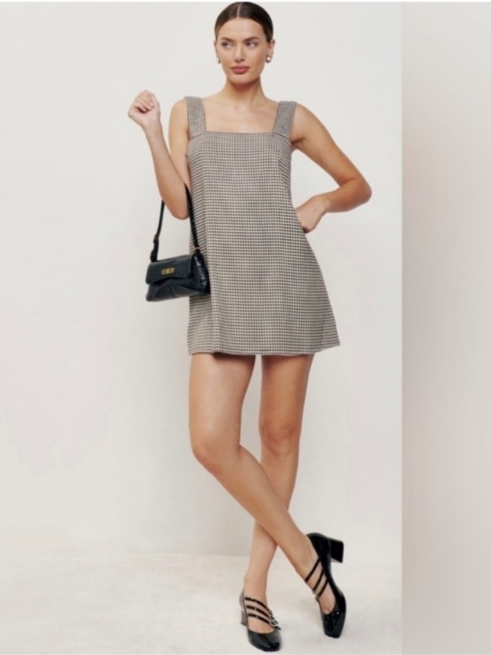 Reformation Hackney Houndstooth Mini Dress Size Medium